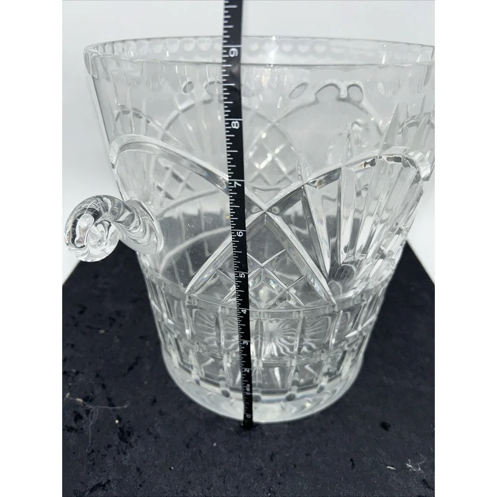 HUGE Vintage 70s Crystal Glass Ice Champagne  Bucket Curled Handles, Flawless